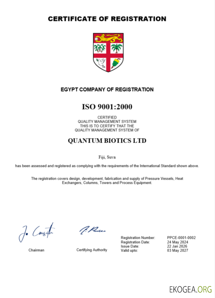 Modèle Word et PDF de certificat d'enregistrement des Fidji